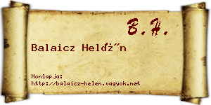 Balaicz Helén névjegykártya